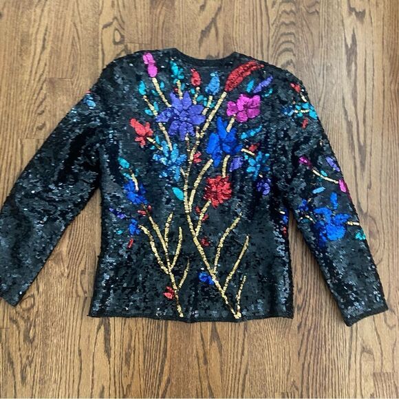 Vintage 1990’s all over sequin trophy jacket fitted waist size S - Picture 4 of 6
